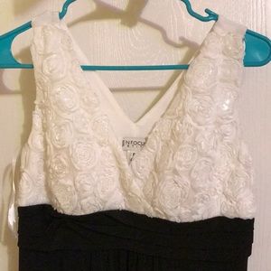 Black Dress, White Floral Bridesmaid Dress